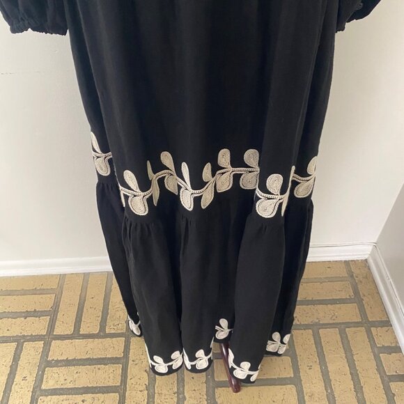 Caroline Constas Embroidered Puff Sleeve Floral Maxi Dress - Picture 3 of 9